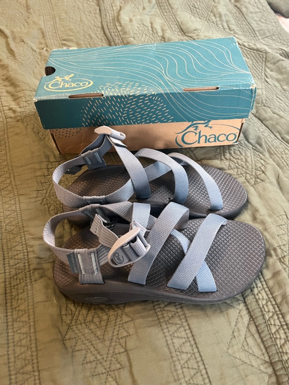 Chaco Banded Z Cloud Sandals Womens Size 6 'Mirage Winds' Blue Water Hiking